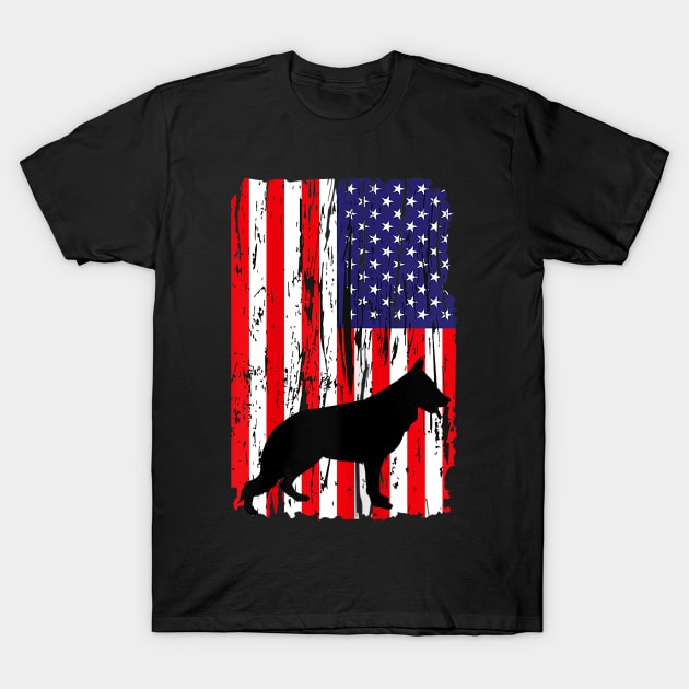 Patriotic German Shepherd American Flag Dog T-Shirt by Jannysingle